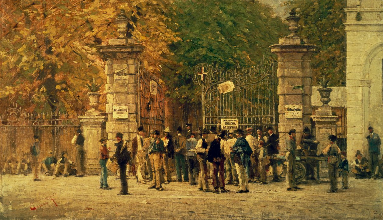 Paus under arbetet med utställningen 1881, målad 1887 av Filippo Carcano (1840-1914) av Filippo Carcano