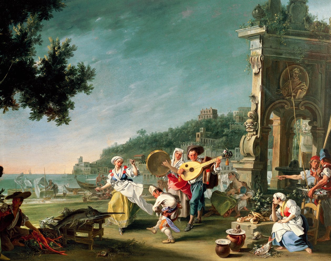 Tarantella i Margellina, ca 1750, av Filippo Falciatore (aktiv 1737-1768), olja på duk, 76,2 x102 cm. Italien av Filippo Falciatore