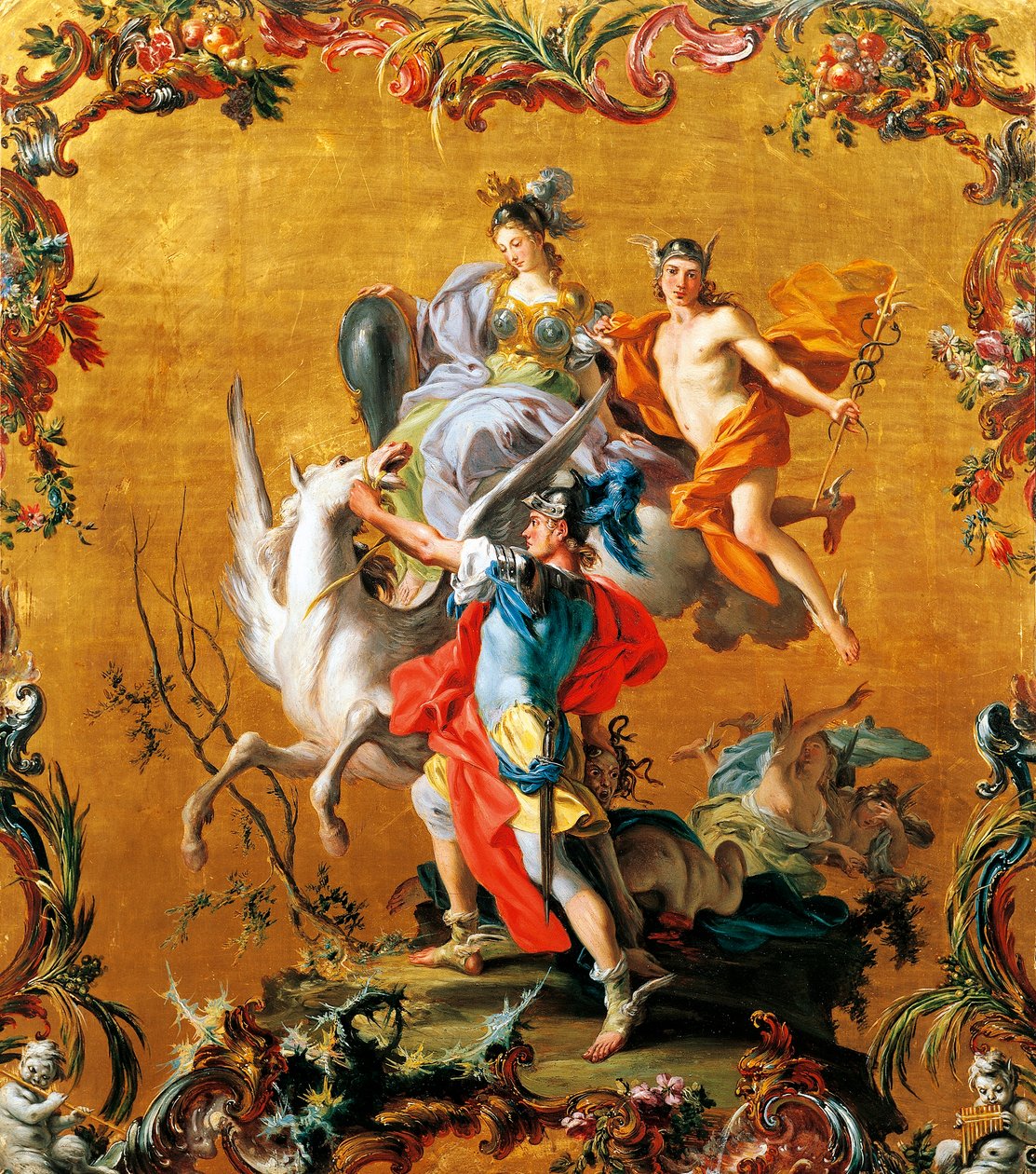 Pegasus födelse, av Filippo Falciatore (aktiv 1728-1768). av Filippo Falciatore