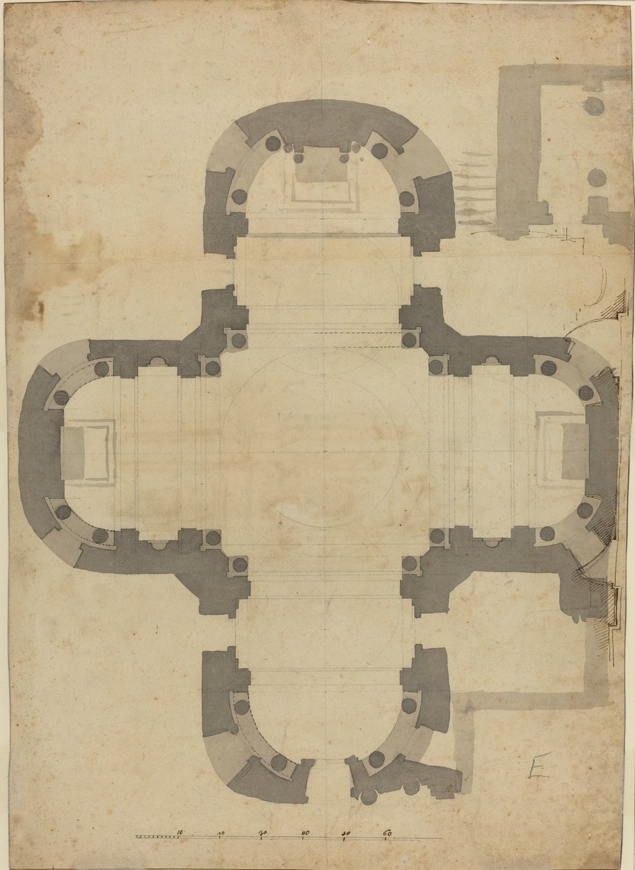 Planritning [verso] av Filippo Juvarra
