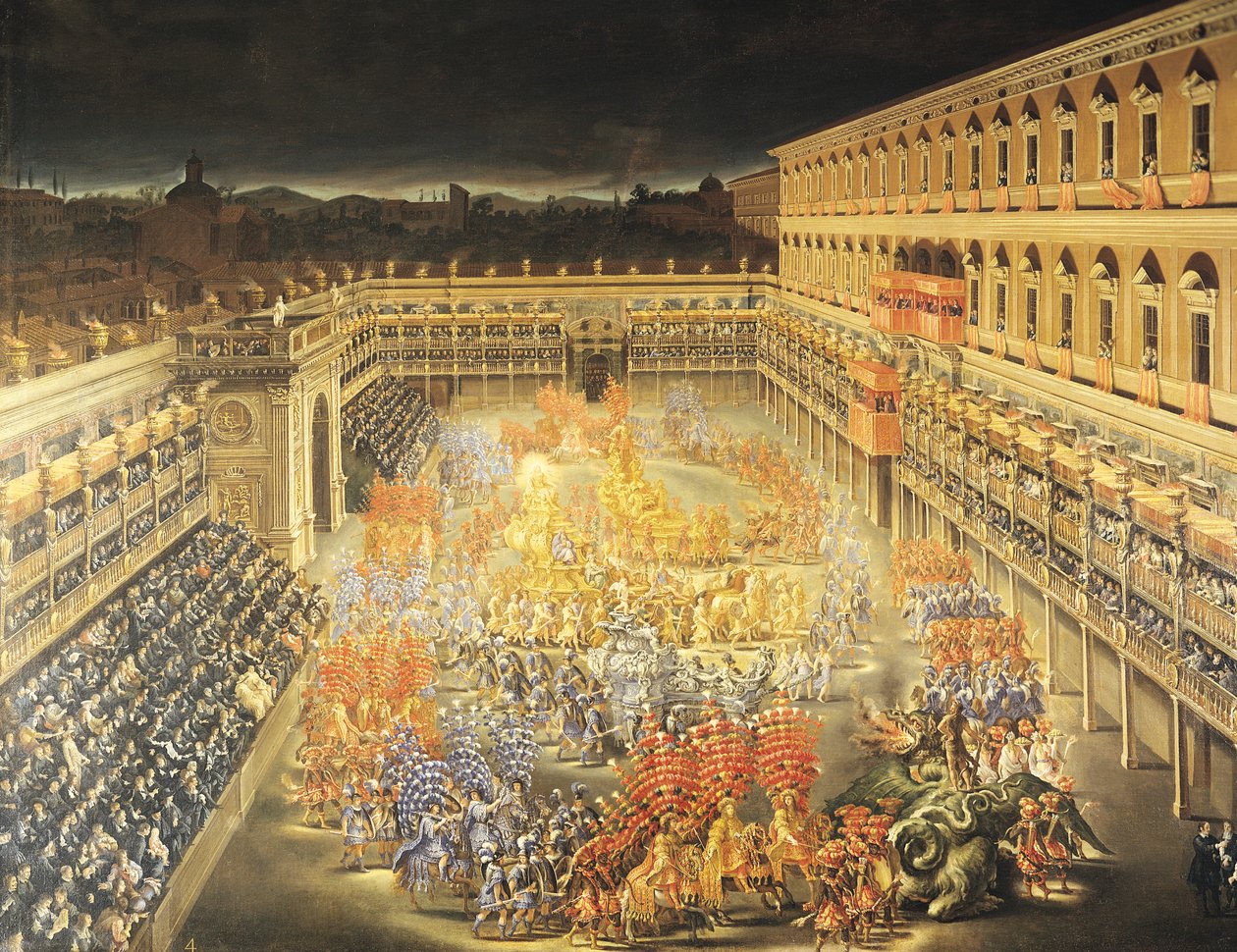Festival till ära av drottning Christina (1626-89) av Sverige på Palazzo Barberini av Filippo Lauri