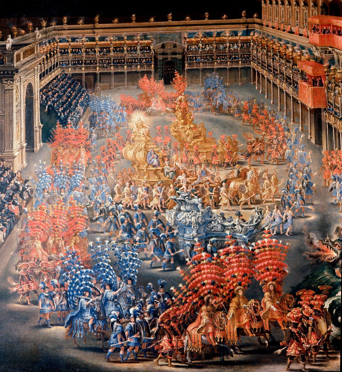 Fest på Palazzo Barberini för att hedra Christine de Suede (Christine av Sverige), den 28/02/1656 Detalj. Målning av Filippo Lauri (1623-1694) och Filippo Gagliardi (död 1659). 1600-talets Rom, Roms museum av Filippo Lauri