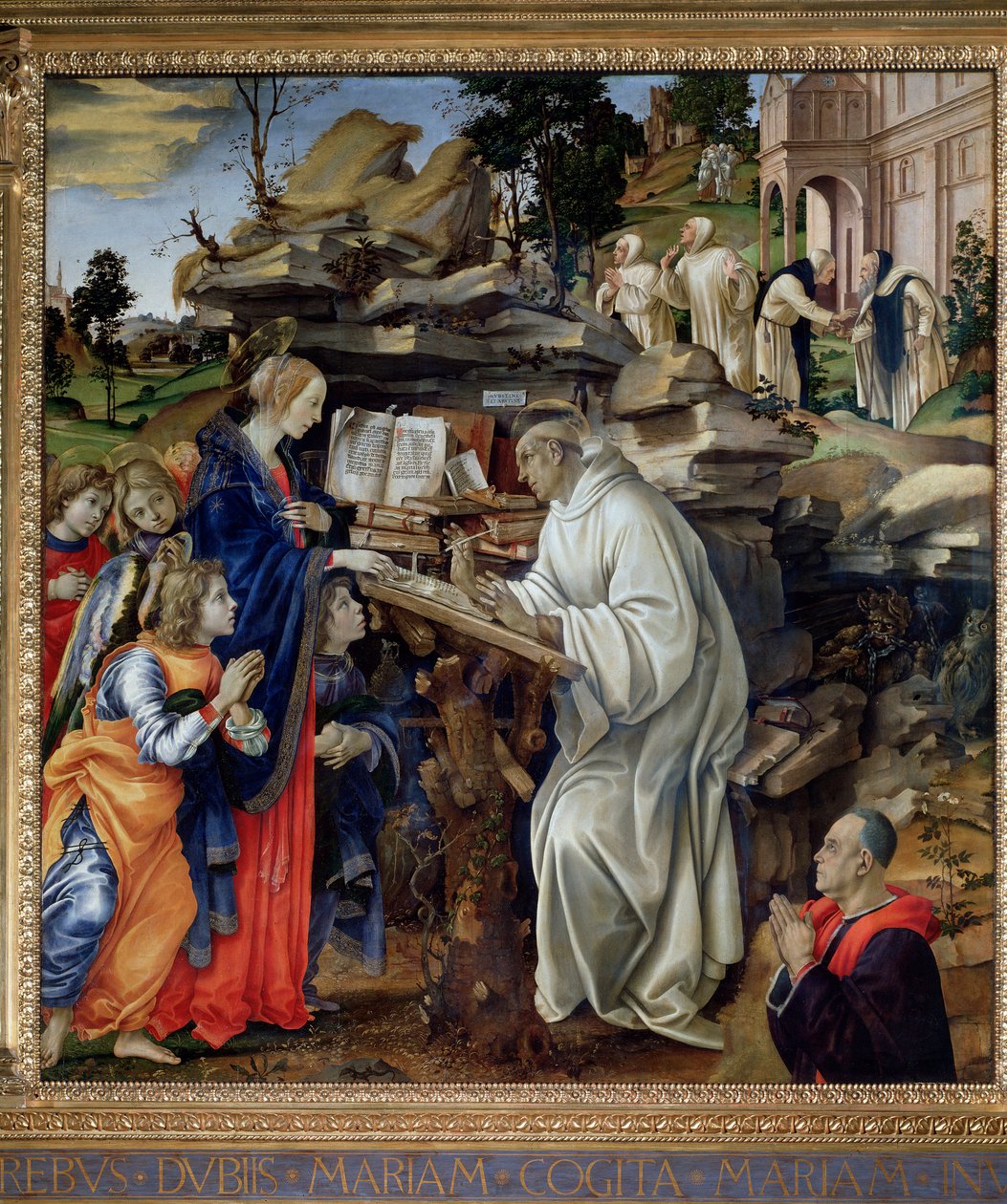 Jungfruns uppenbarelse till St Bernard - olja på panel av Filippo Lippi