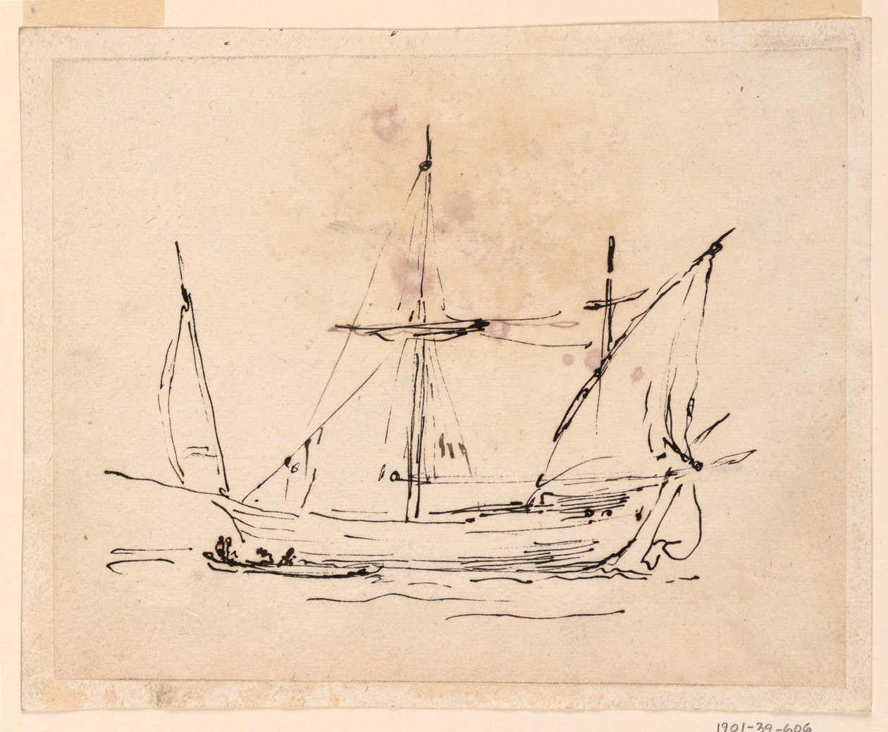 Teckning, Ett segelfartyg, 1770-1800 av Filippo Marchionni