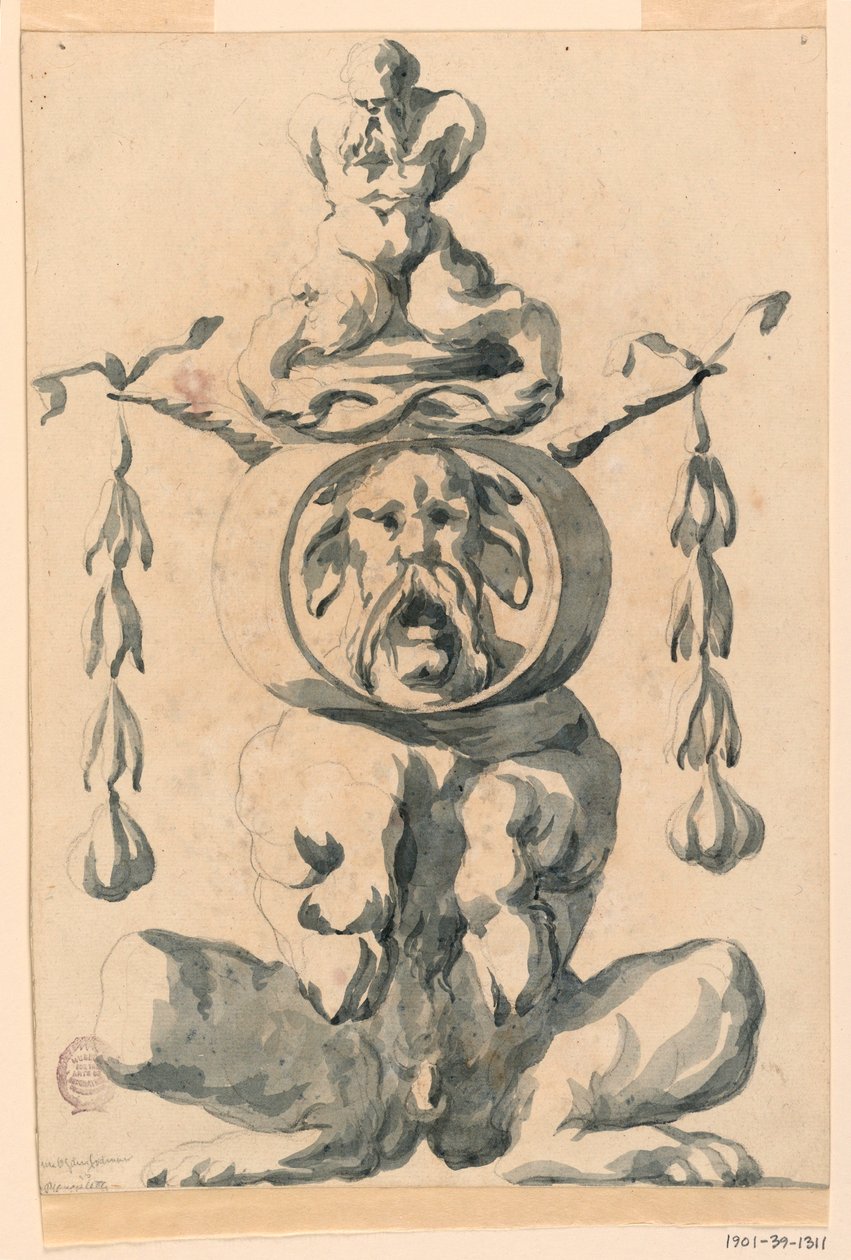 Teckning, Grotesk figur, 1550-1625 av Filippo Marchionni