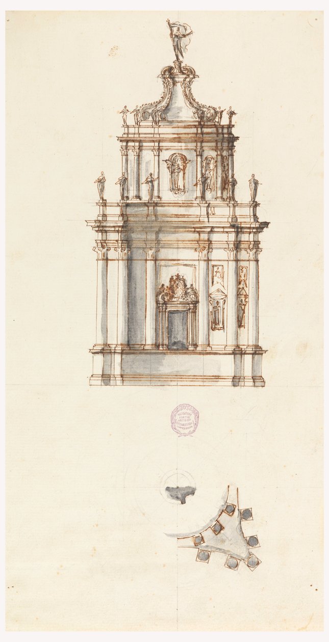 Ritning, Projekt för ett tabernakel, 1750-1775 av Filippo Marchionni