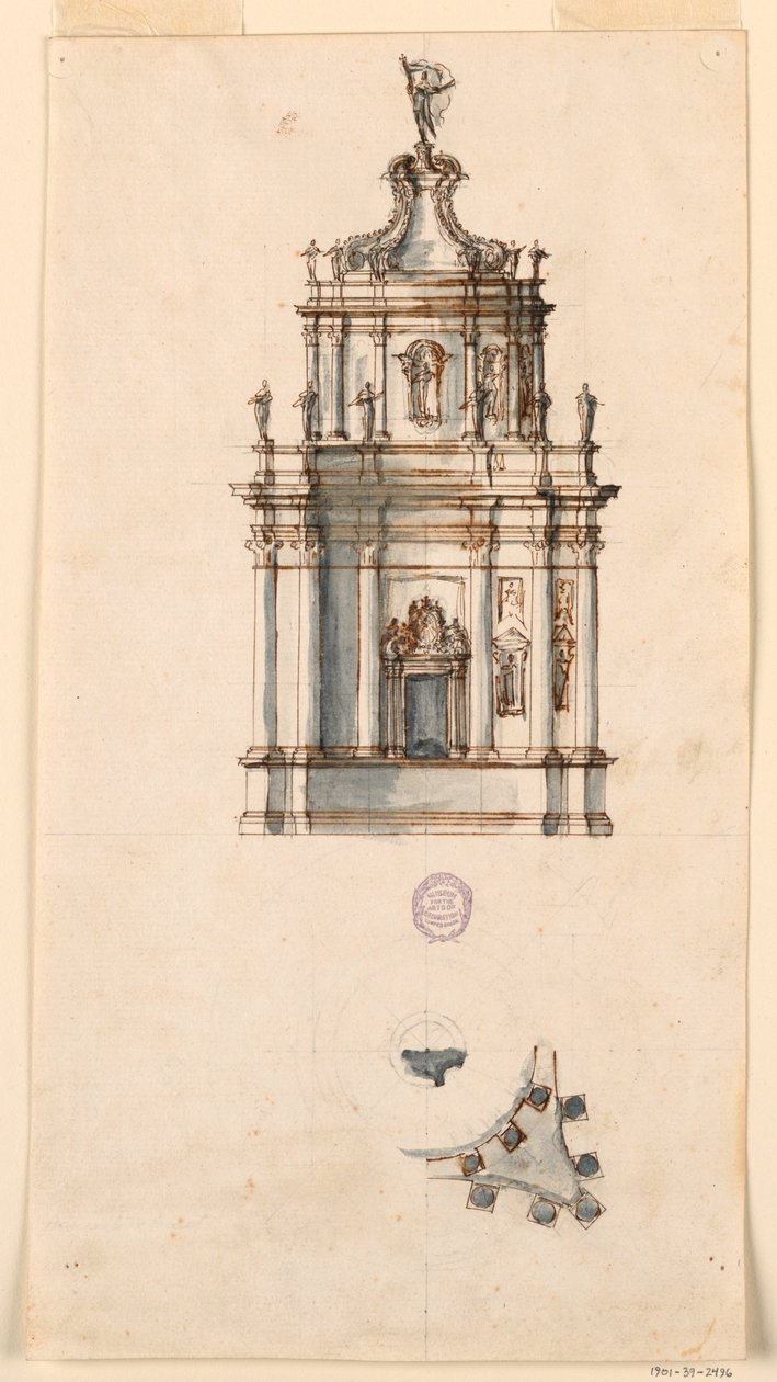 Ritning, Projekt för ett tabernakel, 1750-1775 av Filippo Marchionni