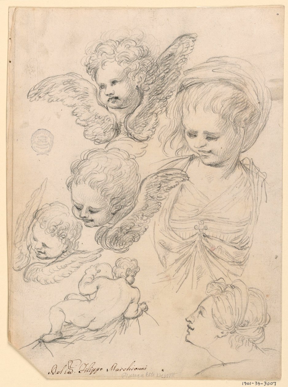Teckning, Studier till en religiös framställning, 1725-40 av Filippo Marchionni