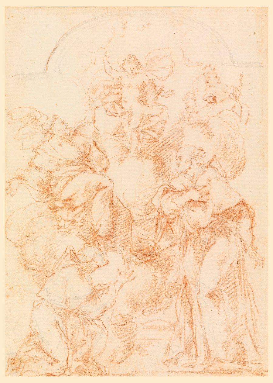 Teckning, studie till altarmålning med Jesusbarnet, 1750-1800 av Filippo Marchionni
