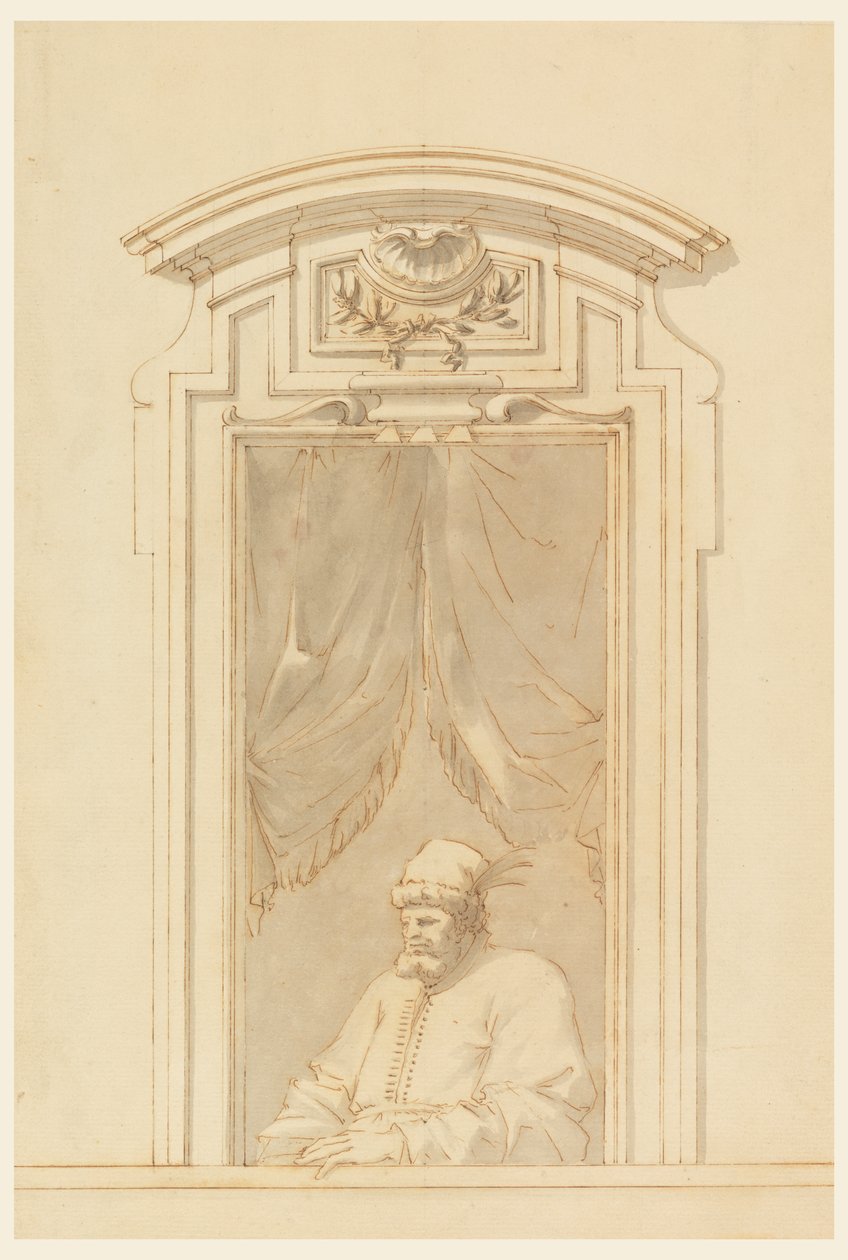 Fönsterfodral och hälften av en figur av en turk av Filippo Marchionni