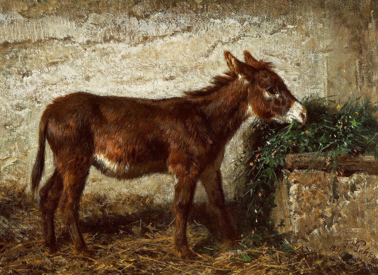Åsnan vid spjälsängen av Filippo Palizzi (1818-1899) av Filippo Palizzi