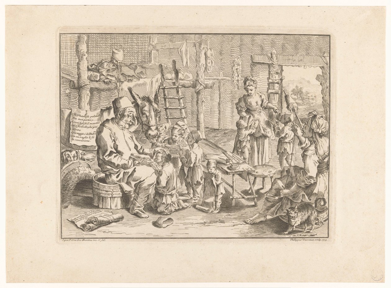Pulcinella som skolmästare av Filippo Vasconi