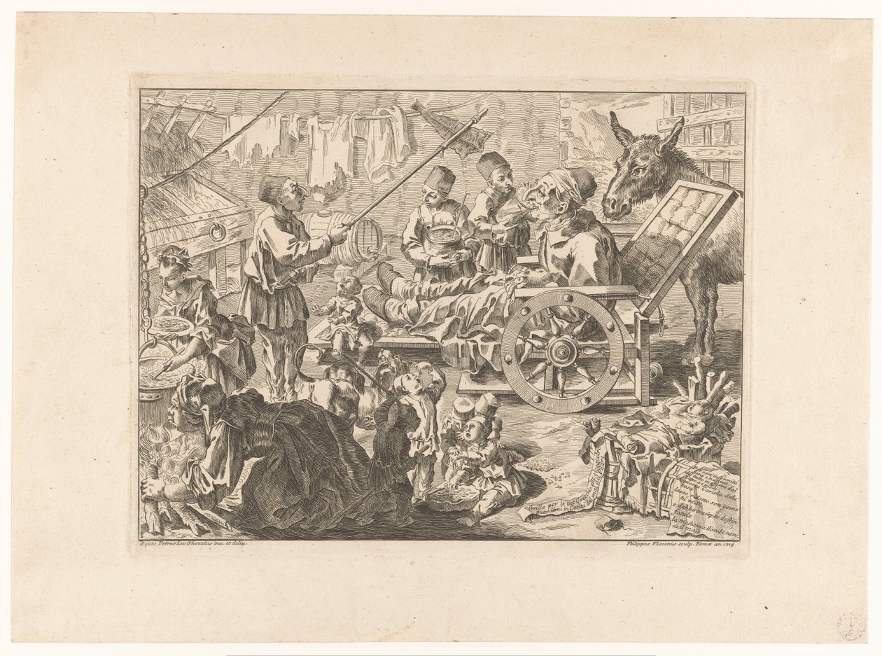 Pulcinella i en rullstol av Filippo Vasconi