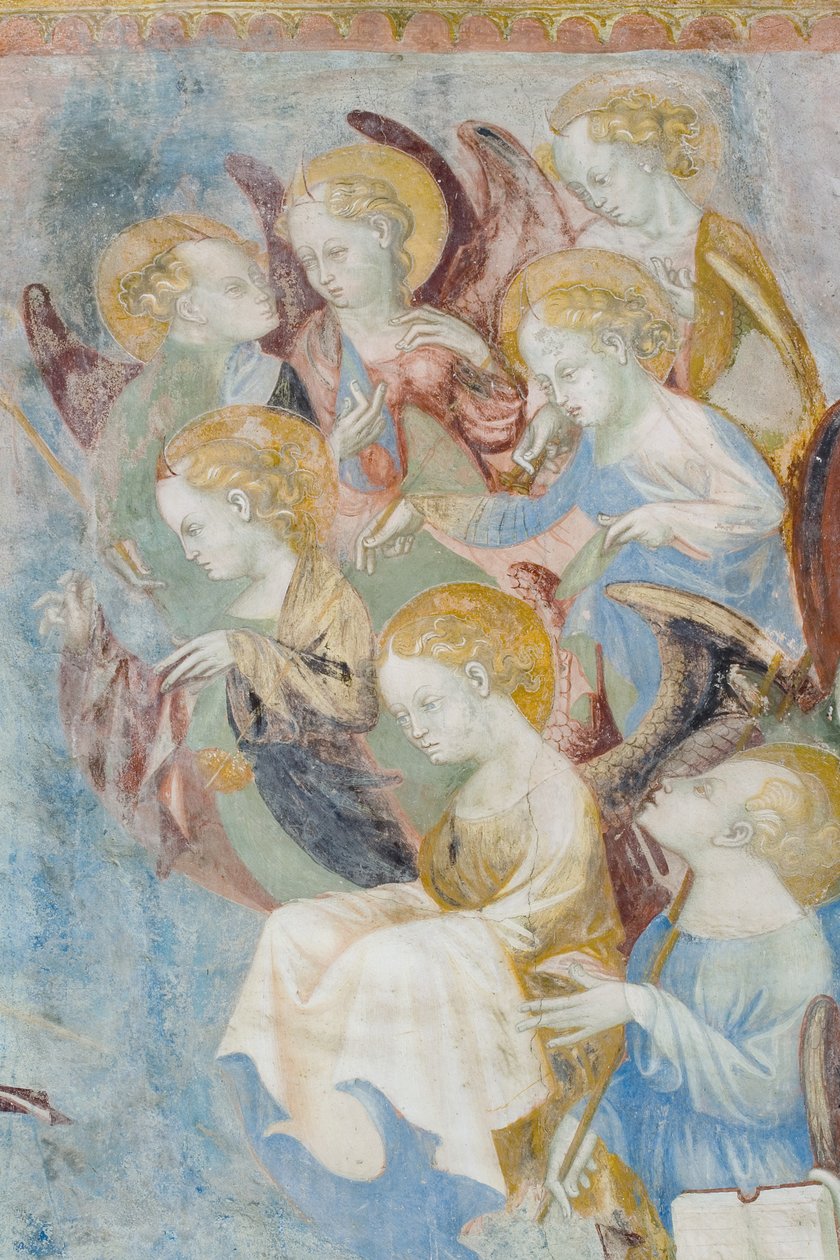 Änglar, detalj av den sista domen, c.1400 (detalj av 3496201) av Filippolo de and Veris da Milano Veris da Milano