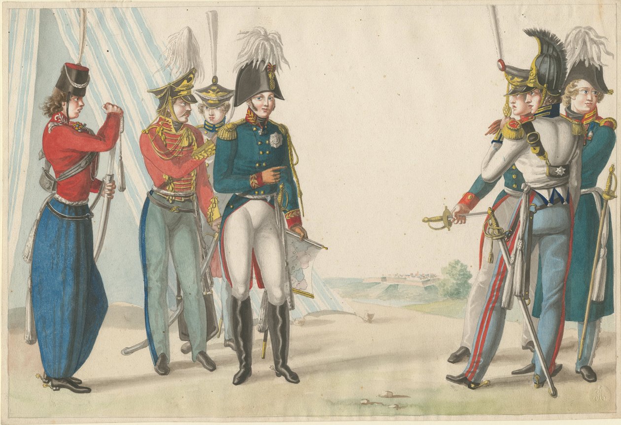 Tsar Alexander I och ryska officerare, 1815 av Finert