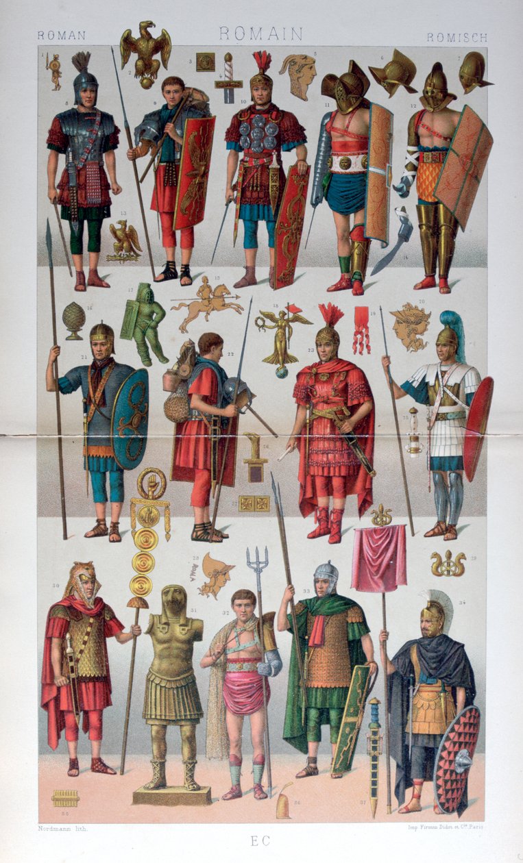 Romersk militär- och gladiatordräkt, c1800-1836 av Firmin Didot