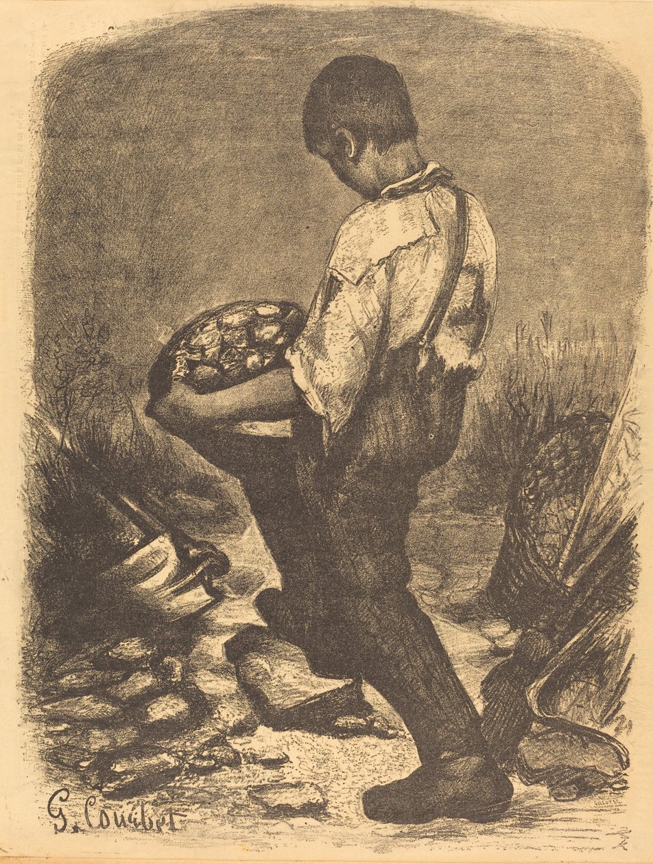 Stenbrytaren av Firmin Gillot after Gustave Courbet