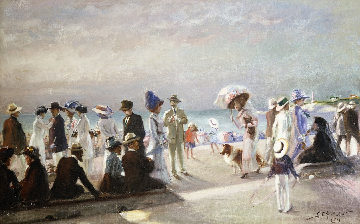 Strandscen; Scene de Plage av Firmin Marcelin Michelet