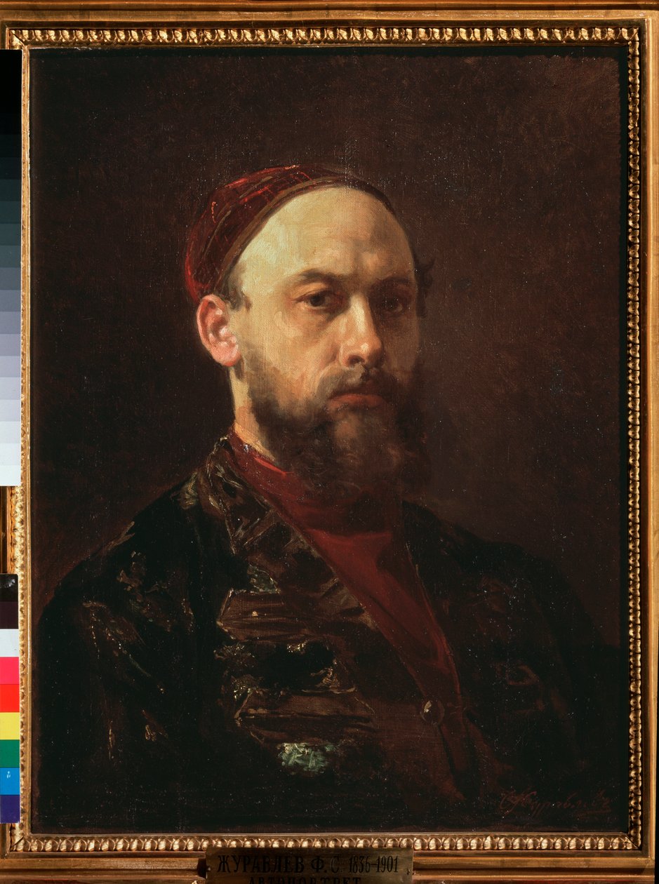 Autoporträtt (Självporträtt) - målning av Firs Sergeevich Zhuravlev (1836-1901), olja på duk, rysk konst 1800-talet - Tretyakov Gallery, Moskva av Firs Sergeevich Zhuravlev