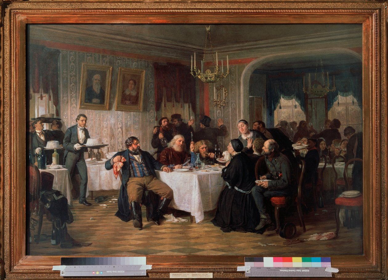 Köpmannens begravningsbankett - Målning av Firs Sergeevich Zhuraviev (1836-1901), olja på duk, cirka 1870, rysk konst 1800-talet - Tretyakov-galleriet, Moskva av Firs Sergeevich Zhuravlev