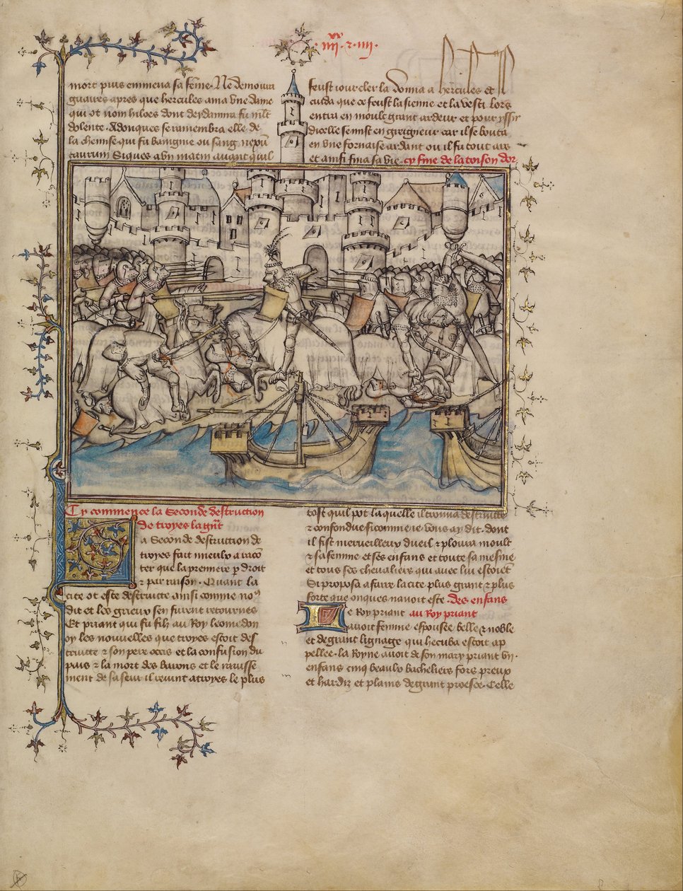 En strid från trojanskriget av First Master of the Bible historiale of Jean de Berry