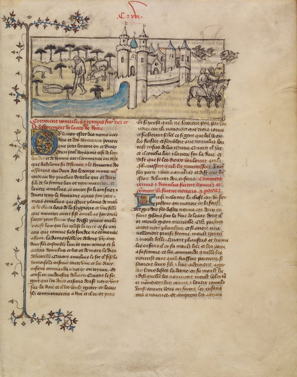 Romulus och Remus av First Master of the Bible historiale of Jean de Berry
