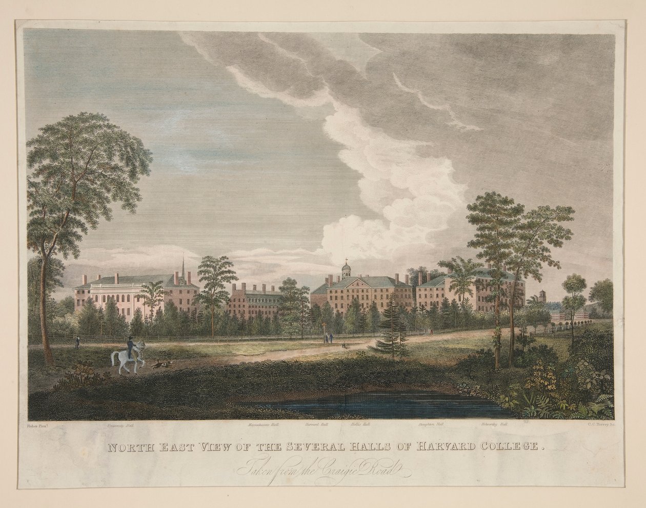 North East View of the Several Halls of Harvard College av Fisher