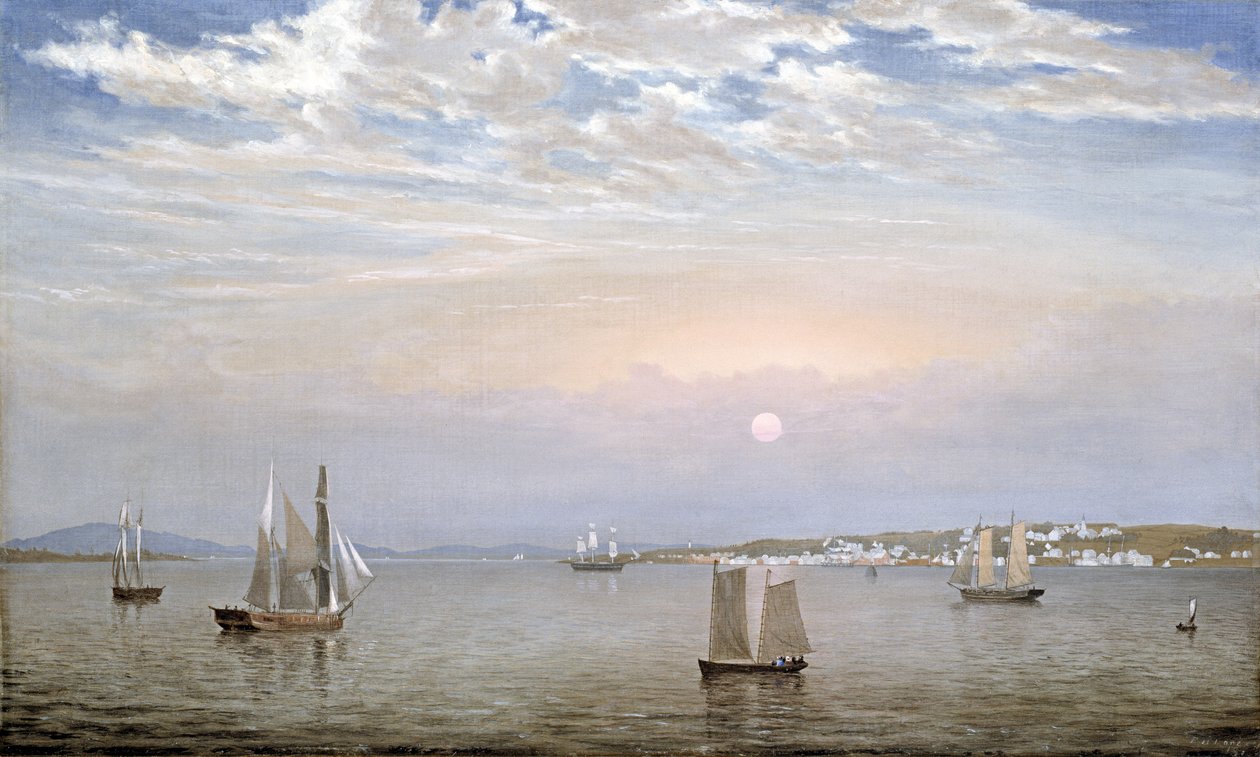 Castines hamn och stad, 1851 av Fitz Henry Lane