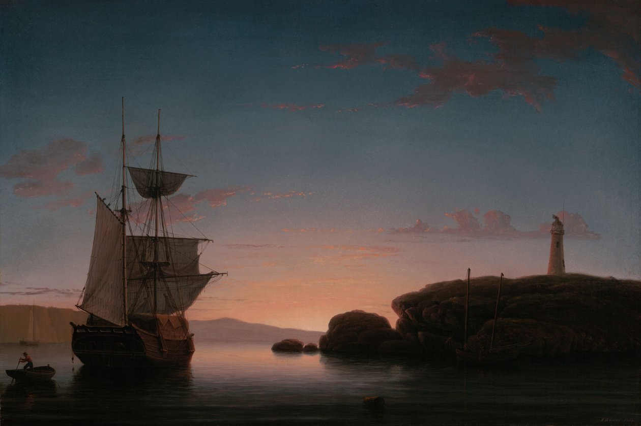 Fyr vid Camden, Maine av Fitz Henry Lane