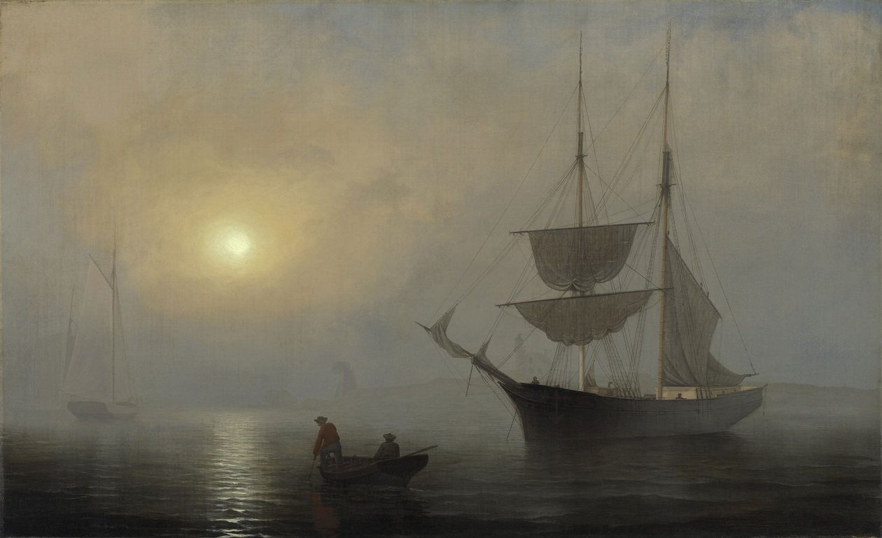 Fartyg i dimma, Gloucesters hamn av Fitz Henry Lane