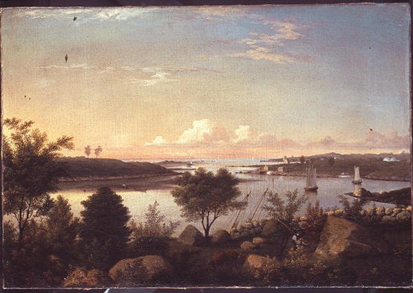 Annisquam River med utsikt mot Ipswich Bay (olja ombord) av Fitz Henry Lane