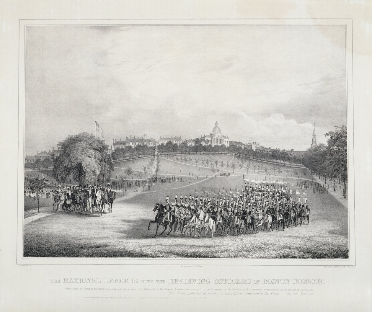 National Lancers med granskande tjänstemän på Boston Common av Fitz Henry Lane