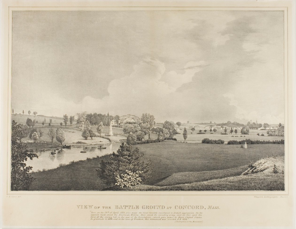 Vy över slagfältet vid Concord, Massachusetts av Fitz Henry Lane