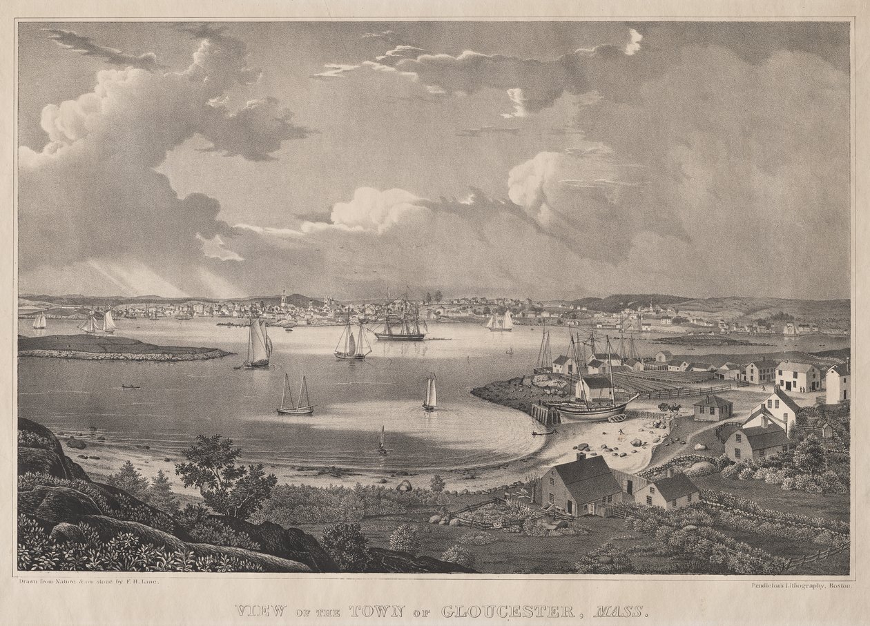 Utsikt över staden Gloucester, Mass. av Fitz Henry Lane