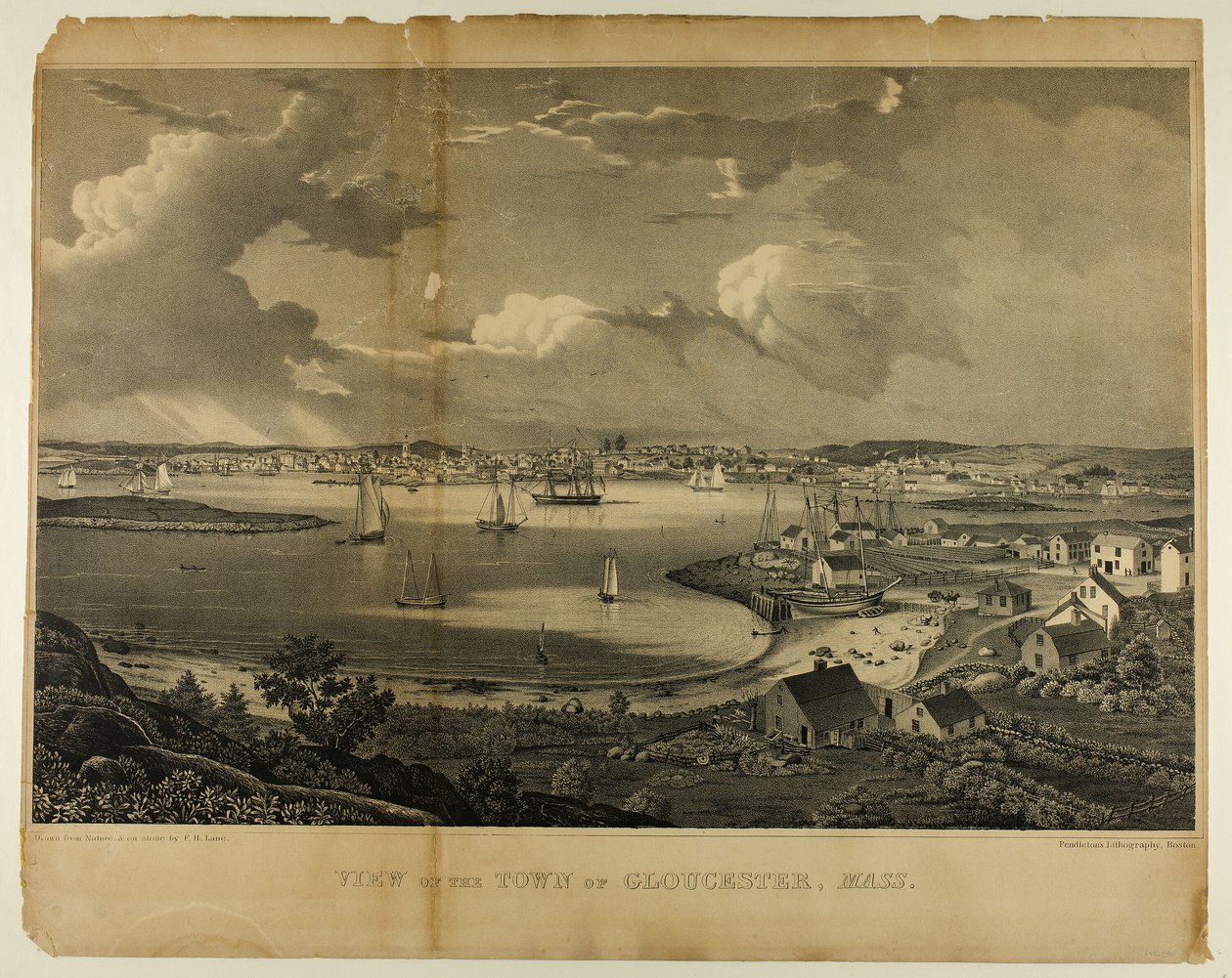 Utsikt över staden Gloucester, Massachusetts av Fitz Henry Lane