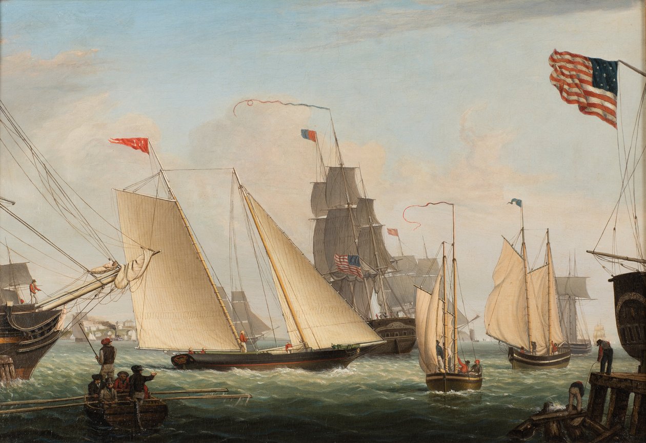 Yacht Northern Light i Bostons hamn, 1845 av Fitz Henry Lane