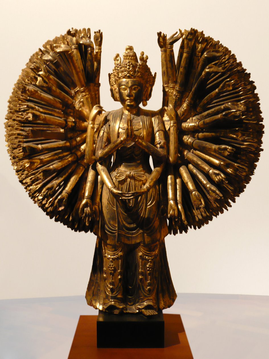 Bodhitsattva Avalokitesvara (Guanyin), Kina, Fem dynastier, 907-960 (glans och gyllene trä) av Five Dynasties Chinese School