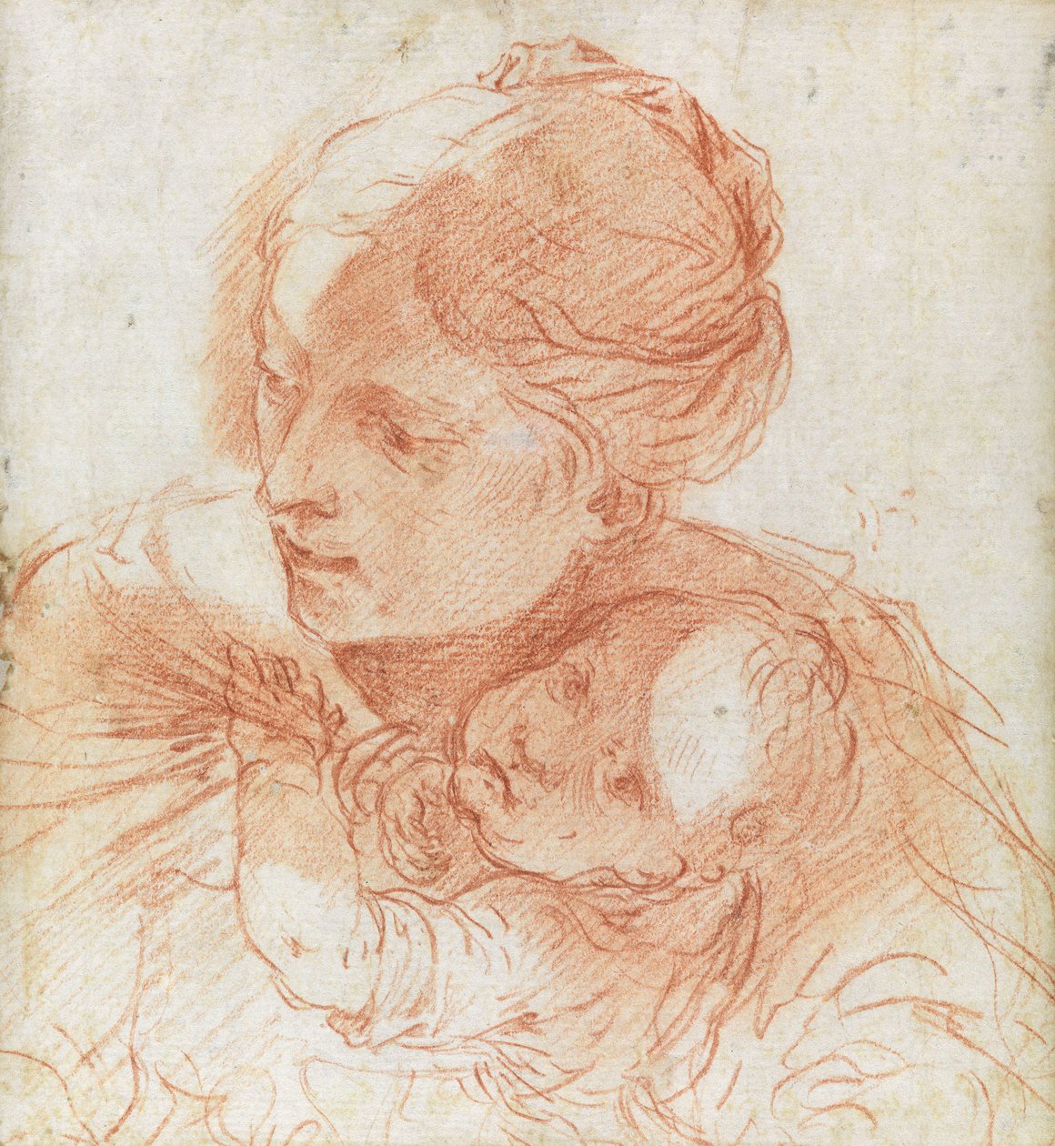 Woman with a baby Virgin and Child? av Flaminio Torre