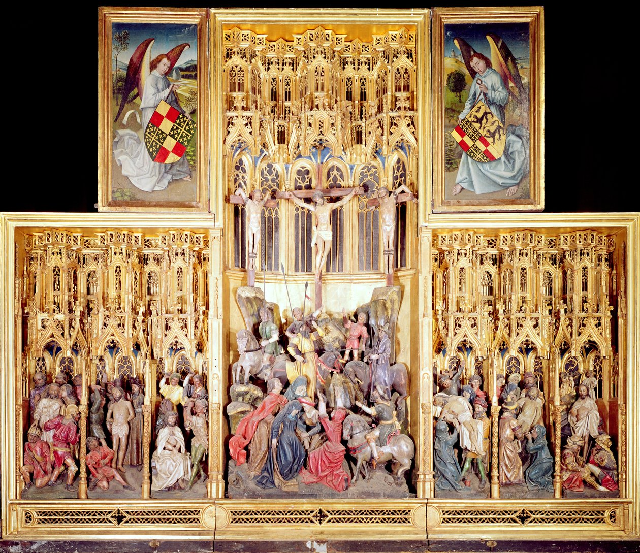 Mittsektionen av Ambierle altartavla, 1460-66 (förgyllt och målat valnötsträ) av Flemish School