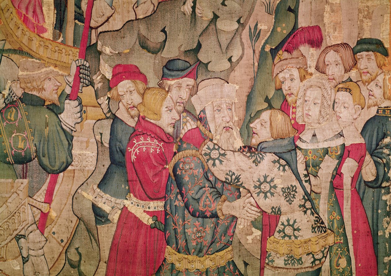 Detalj av historien om Jourdain de Blaye, Arras Workshop (gobeläng) (detalj av 215164) av Flemish School