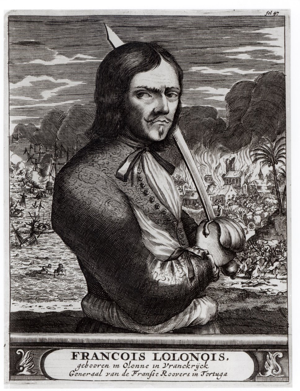 Francois Lolonois, general för de franska banditerna i Tortuga av Flemish School