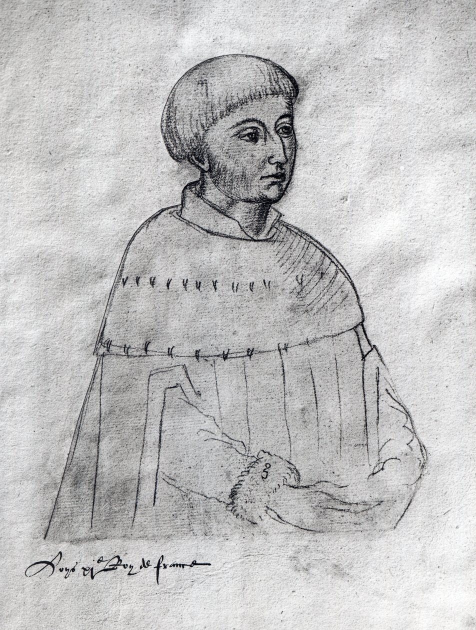 Ms 266 f.3 Porträtt av Ludvig XI (1423-83) från 