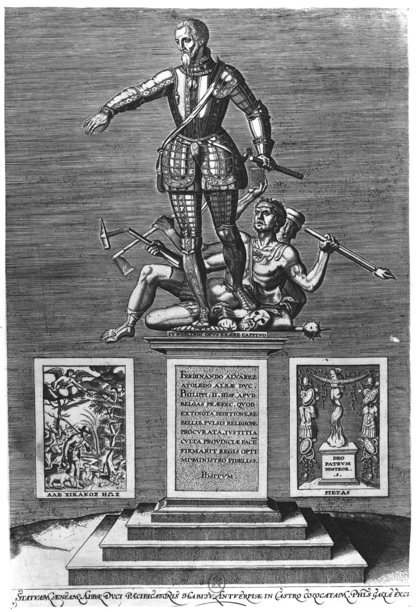 Porträtt som glorifierar Ferdinand Alvarez av Toledo (1508-82) hertig av Alba av Flemish School