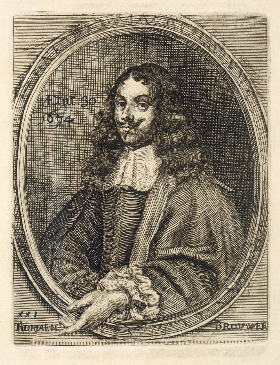 Porträtt av Adriaen Brouwer, 1634 av Flemish School