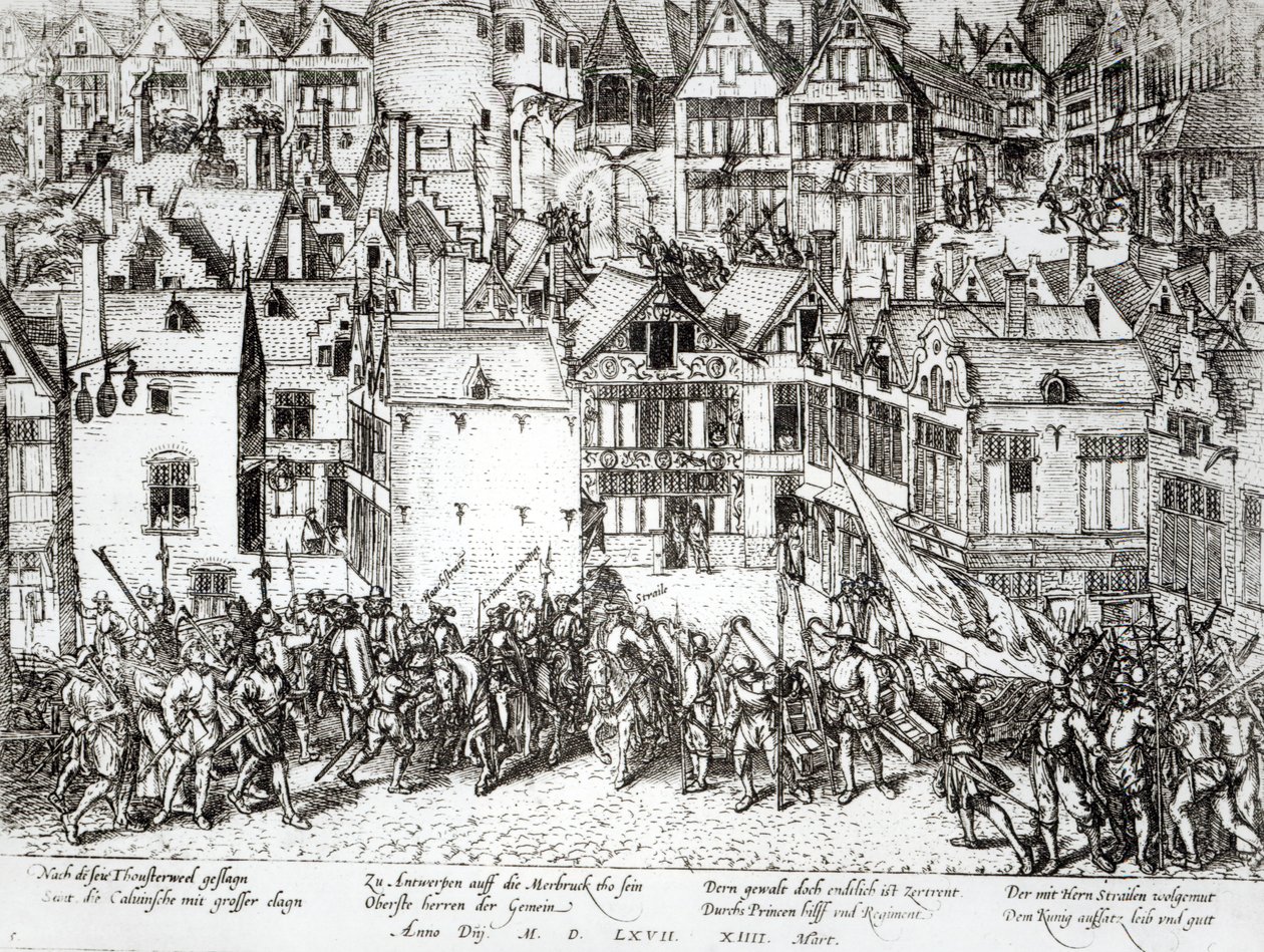 Prinsen av Orange (1533-84) lugnar kalvinisterna, 14 mars 1567 av Flemish School