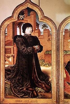 Triptyk av Jean de Witte, vänster panel föreställande Jean de Witte, 1473 av Flemish School