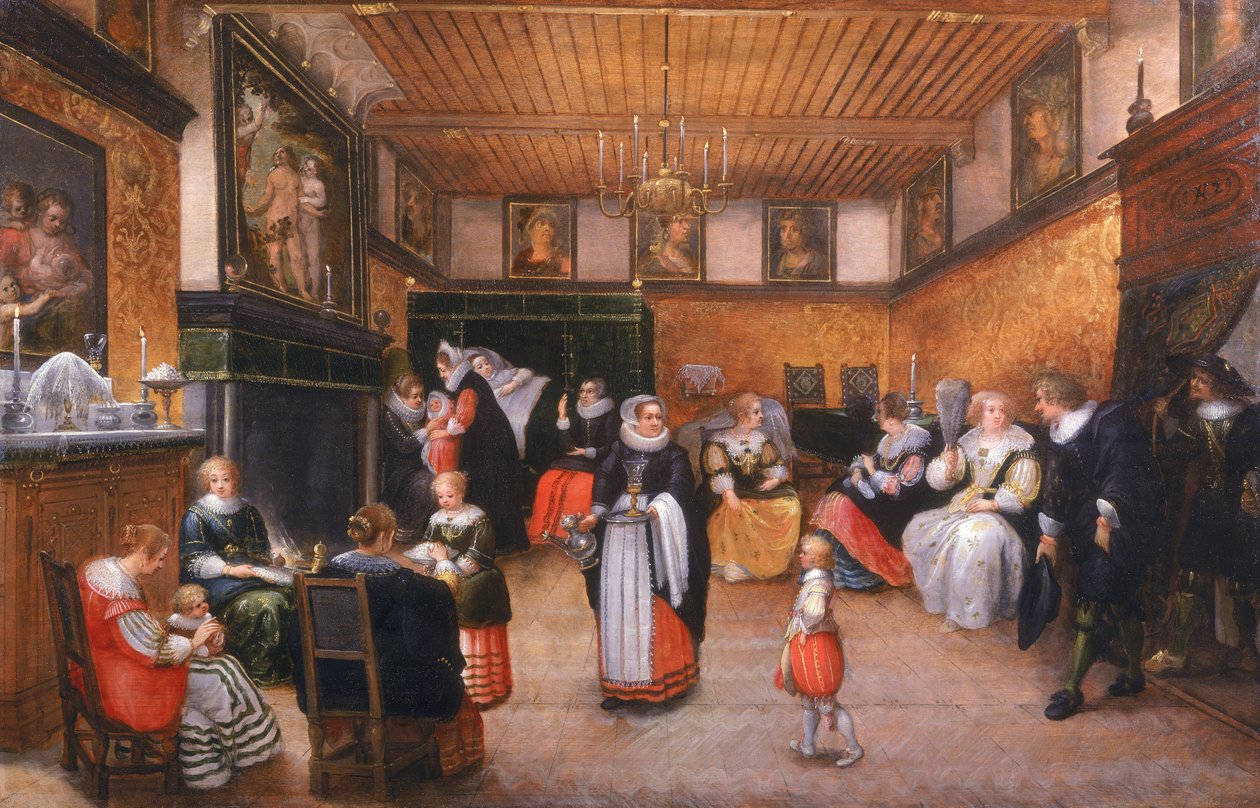 En dopfest, 1629 av Flemish School