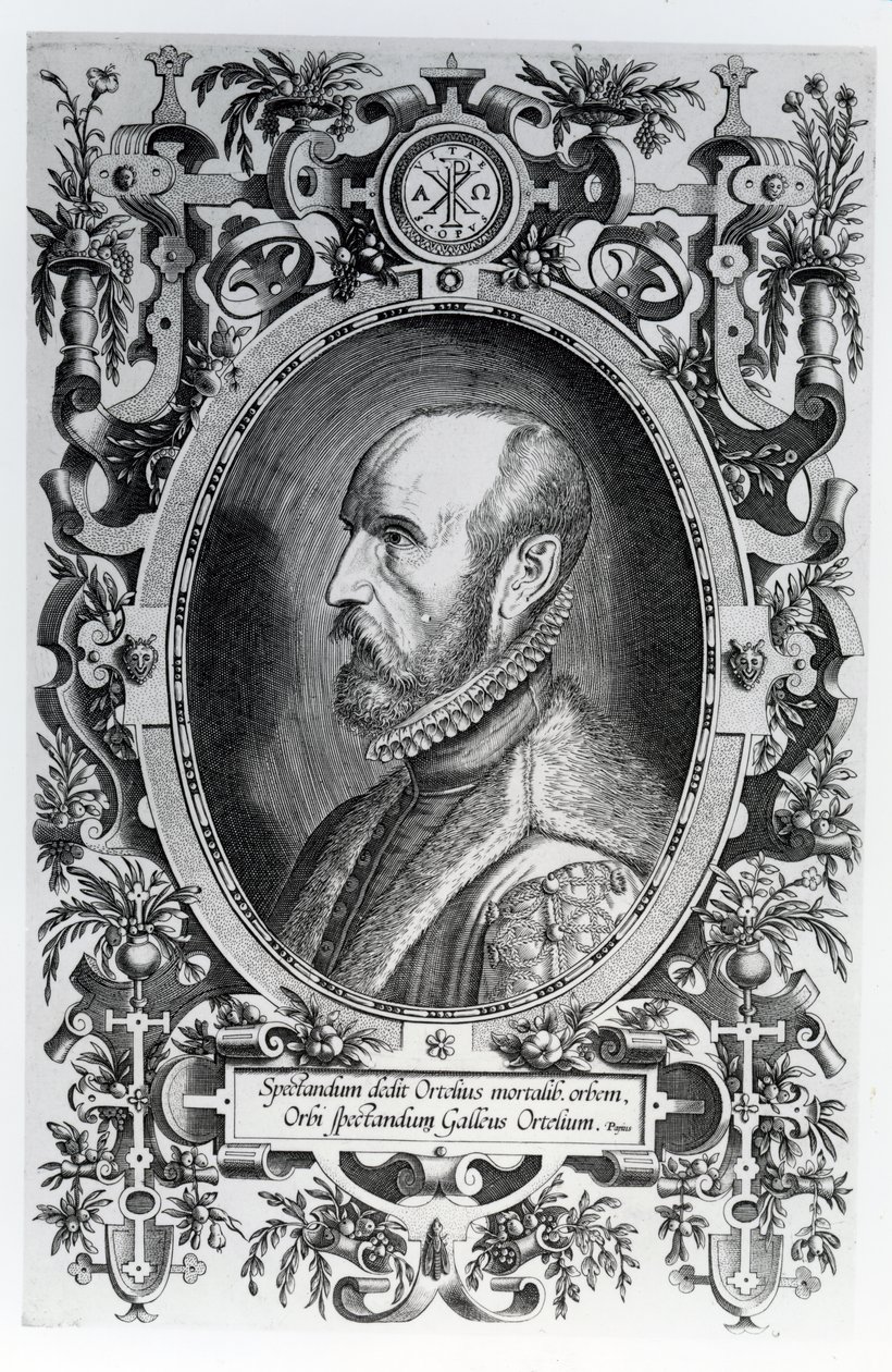 Abraham Ortelius, frontispice till hans världsteater, 1579 av Flemish School