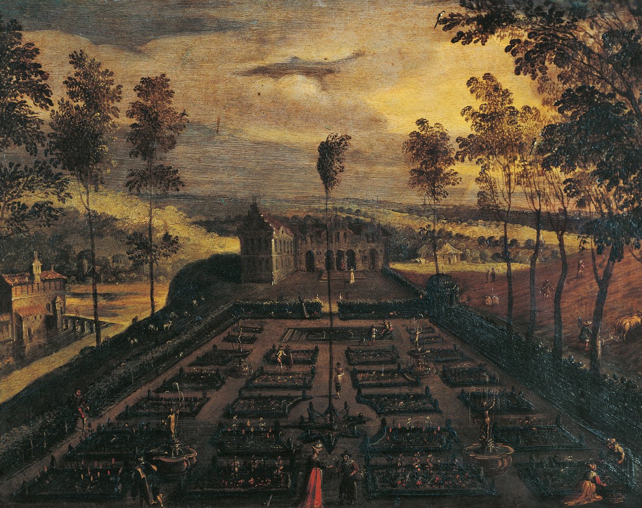 En italiensk trädgård av Flemish School