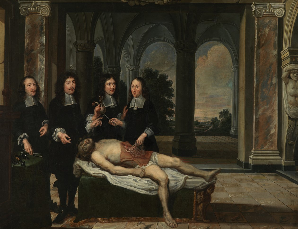 Anatomi lektion (olja på duk) av Flemish School